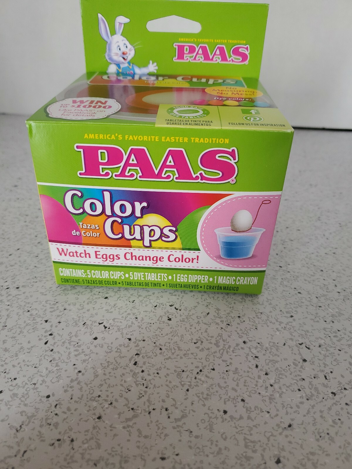 Easter Egg Coloring Cup Dye Kit 5 Cups, 5 Dye Tablets, 1 Crayon, 1 Egg