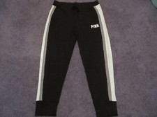 NIP VICTORIA'S SECRET PINK RHINESTONE BLING SKINNY JOGGER LARGE BLACK/MOONLI JAD