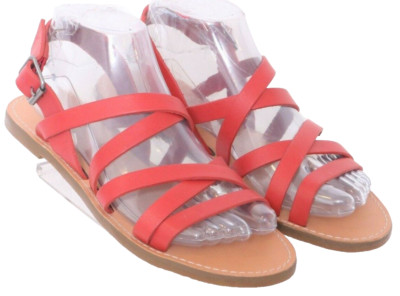 Madewell G2006 Boardwalk Strappy Red Slingback Sandal Shoes Women's US 8.5