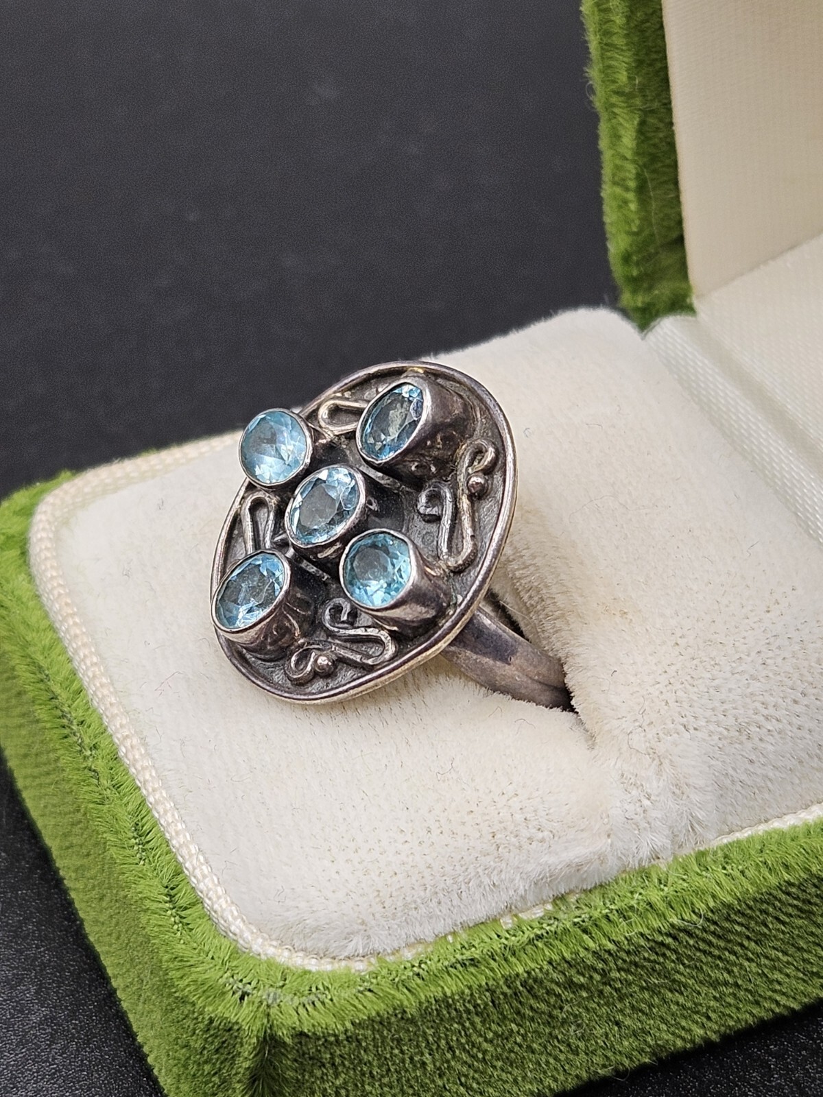 Multistone Aquamarine Statement Ring Sterling Sil… - image 2