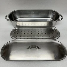 Fagor Commercial 18-10 Stainless Steel 3 Piece Fish / Vegetable Poacher Steamer