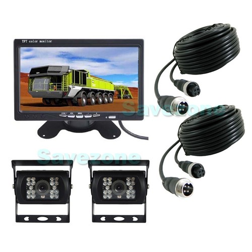 Monitor de 7" + 2xIR cámara de reversa para 12V-24V RV camión autobús caravana 15m 20m - Imagen 1 de 14