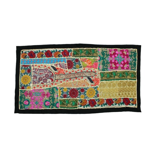 Tenture Multicolore Coton Tenture Murale Indienne Patchwork Brodée à La Main - Vintage 40x60 Pouces, Multicolore Art Textile Vintage