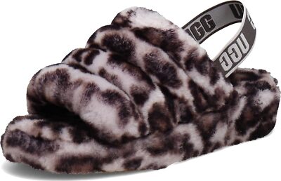 UGG 1120903 Women's Fluff Yeah Slide Panther Print Slipper Stormy Gray, Sz 6 M