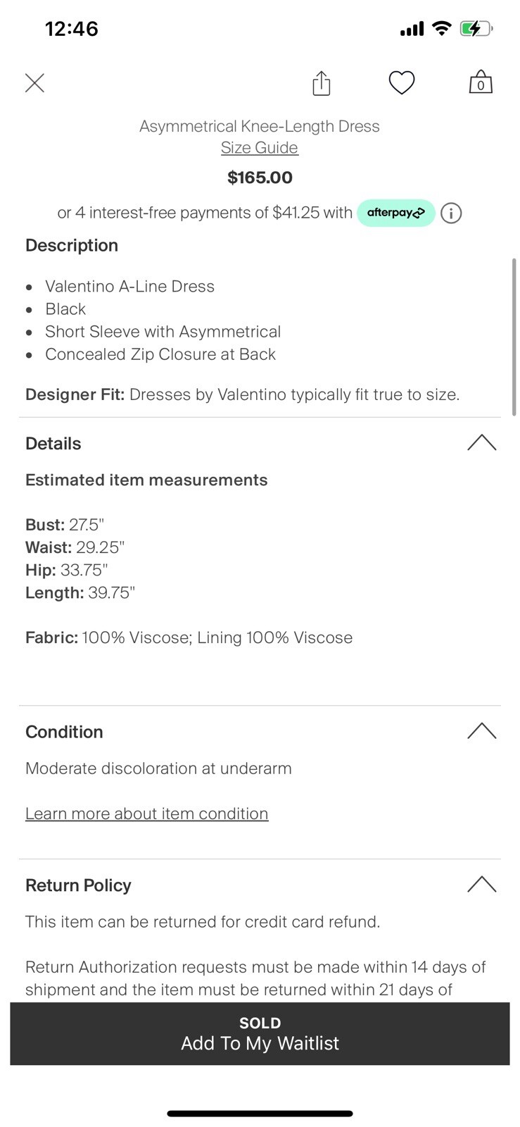 Valentino Authentic Solid Black Short Sleeve Asym… - image 4