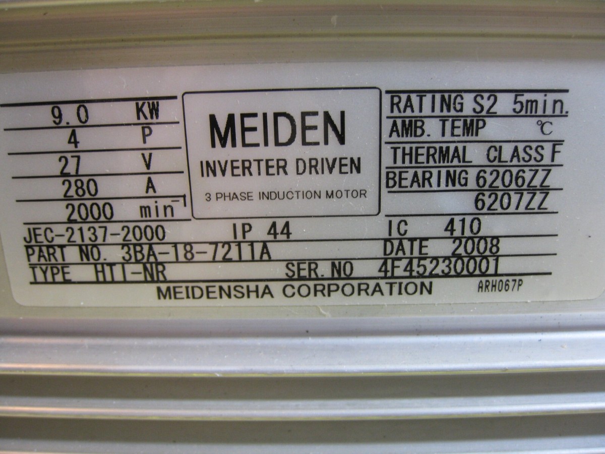 Meiden 3BA-18-7211A Inverter Driven 3PH Induction Motor 9.0 Meiden 3BA-18-7211A Inverter Driven 3PH Induction Motor 9.0