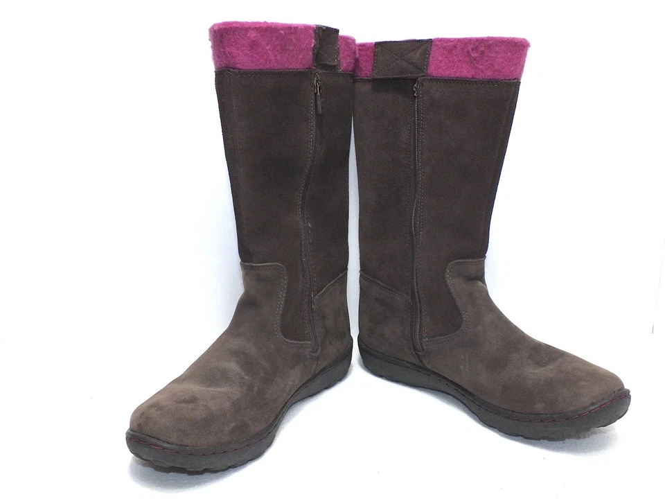 Timberland Girls Boots Suede Brown/Fuschia Pink Size 5 US - Image 2 of 4