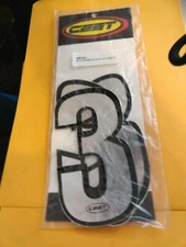 CEET Racing decals stickers graphics CHROME/BLACK OUTLINE 6" 1,2,3,4,5,6,7,8,9,0