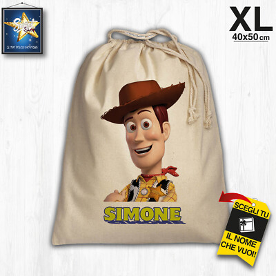 Kindergarten Nursery Bag School Bag Custom Name 100% Cotton 40x50cm WOODY