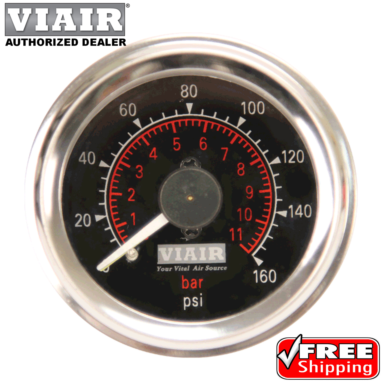 VIAIR 90080 2.0 In. Dual Needle Air Gauge - Black Face - Foto 9