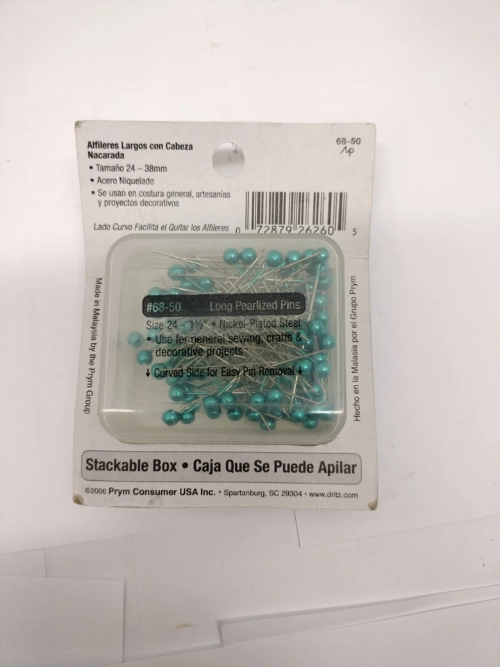 Dritz 100 Ct Long Pearlized PINS ~ 1.1/2" Nickel Plated - Image 2 of 4