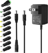 9V Power Supply 1A AC Adapter with Reverse Polarity Cable&10 Tips DC 9Volt Power