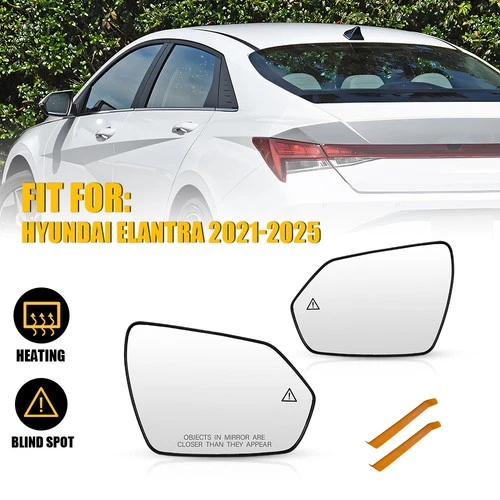 Driver Passenger Side Heated Mirror Glass W Blind Spot For Hyundai Elantra 21-25