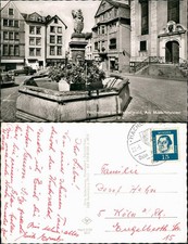 Ansichtskarte Hachenburg Markt Marktbrunnen Autos Geschäfte 1965/1963