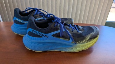 Salomon Glide Max TR Men's 12 Trail Running Hiking Rocker Shoe Sapphire & Lime