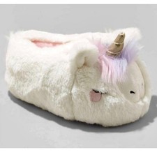 CAT JACK Kids Unicorn Slippers NEW Toddler Girl Fur Sparkle Rainbow Small 5/6