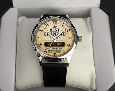 Personalisierte Uhr Bester Opa aller Zeiten Geschenk Vatertag 38 mm Zifferblatt verpackt