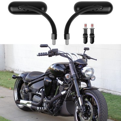2x Motorrad Schwarz Oval Rückspiegel Für Yamaha Road Star XV 1700 1600 Warrior