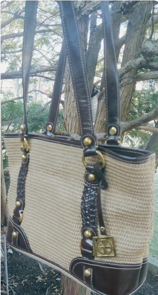 GIANI BERNINI Boho Mimbre Trenzado Paja Tejido Bolso de Hombro Bolso/Cartera Foto 3 de 4