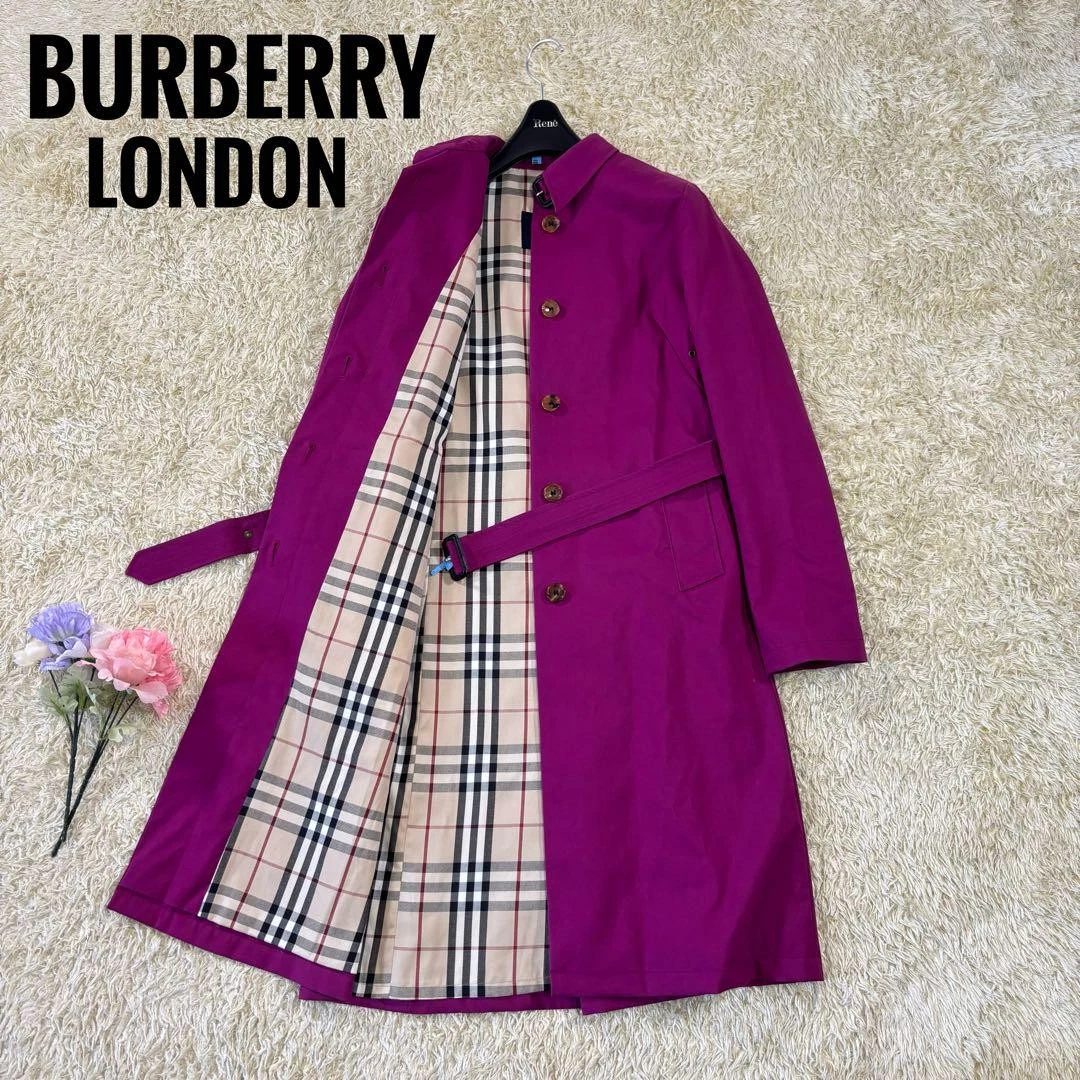 Burberry London Nova trench cappotto con cintura a quadri viola USA6