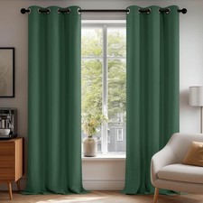 Deconovo Christmas Green Blackout Curtains 42W x 84L Set of 2 Thermal Noise Redu