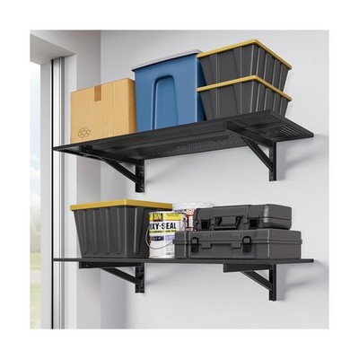 Jusgym 2 Pack Heavy Duty Garage Wall Shelving (1.5x4ft), 700lbs Capacity Gara...