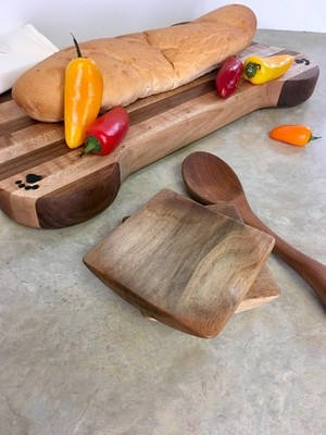 Handmade Walnut Spoonrest, Wood spoon rest