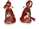 Santa VTG Coca-Cola Holiday Heirloom Porcelain Ornaments  Bells Santa Set