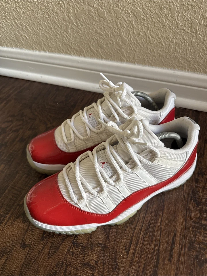 Air Jordan 11 ретро кроссовки низкий белый вишневый красный мужской размер 10 - Изображение 2 из 4