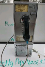 Vintage Pay Phone. With Keys Used. Chrome. - Prop - 