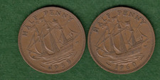 British 1959 Half Penny & English 1960 Half Penny 2 British Coins  (035826)