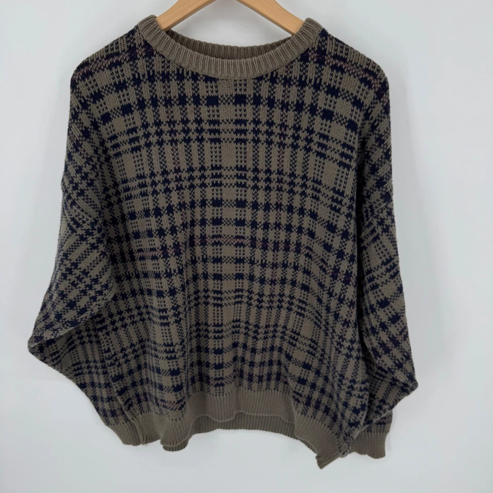 Vintage Trader Bay Plaid Knit Cotton Crewneck Sweater Size Medium Made in USA - Image 2 of 4