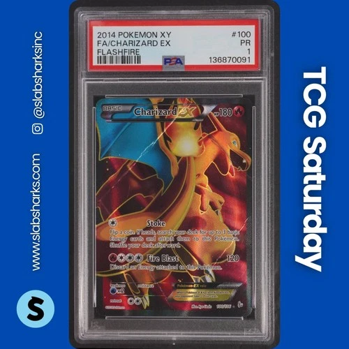 2014 POKEMON XY FLASHFIRE #100 CHARIZARD EX FULL ART PSA 1