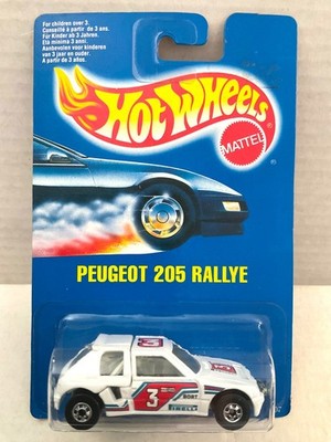 Hot Wheels PEUGEOT 205 RALLYE - 1989 BLUE CARD International ONLY #3 Pirelli