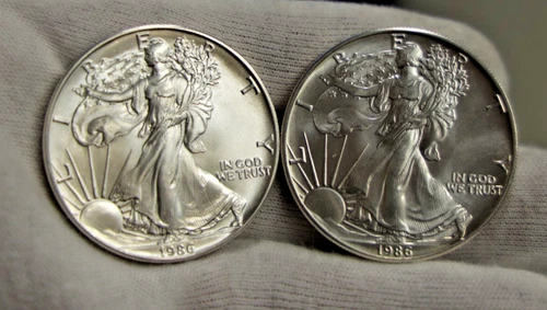 (2) 1986 US Silver Eagle $1 Gem Unc Better Date First Year
