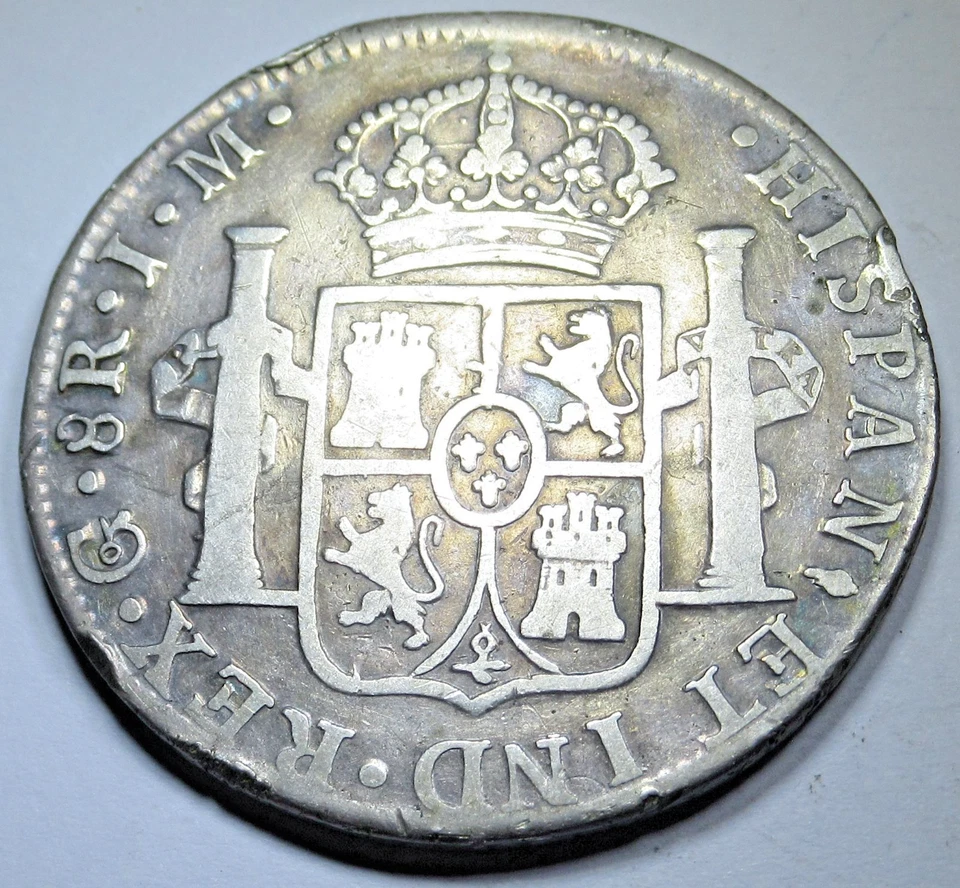 1822-Go JM Гуанахуато Мексика Серебро 8 Реалов Редкая 1800-е Испанская Старинная Монета 8R - Изображение 2 из 2