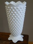 Vintage FENTON Milk Glass HOBNAIL Crown TOP 6-3/4" PETAL Footed VASE Free Ship