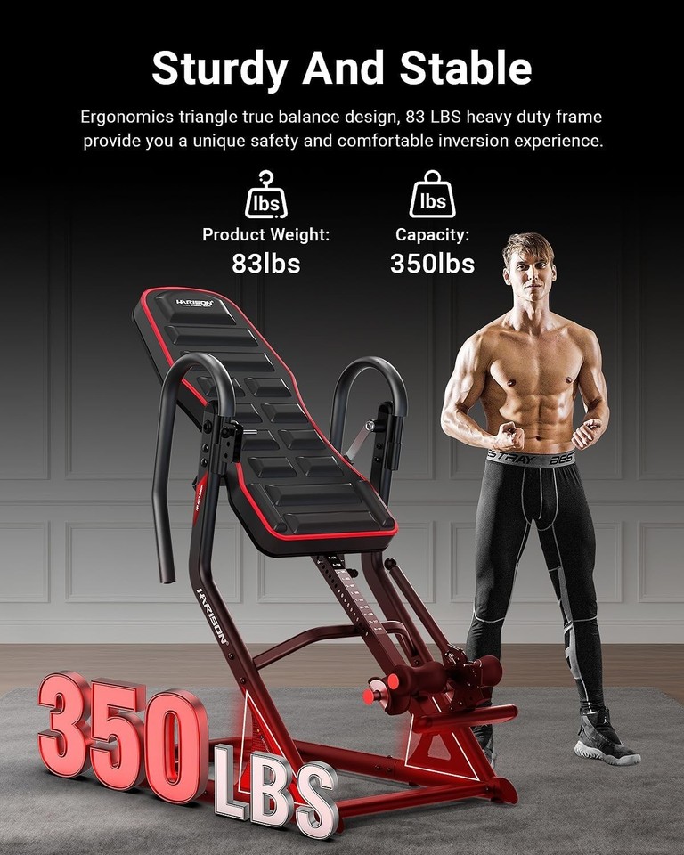 HARISON Heavy Duty Inversion Table for Back Pain Relief with 3D Memory ...