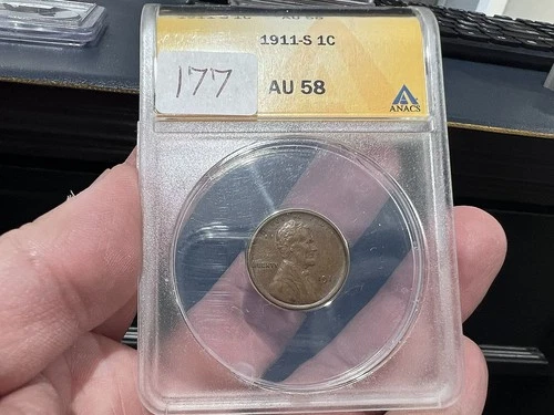1911-S 1C Wheat Penny Lincoln Cent Anacs AU 58 (AJJ) Better Date