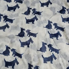 Westie Scottie Dog Print Ladies Scarf Shawl 72" x 36.5" Blue and White CLEAN