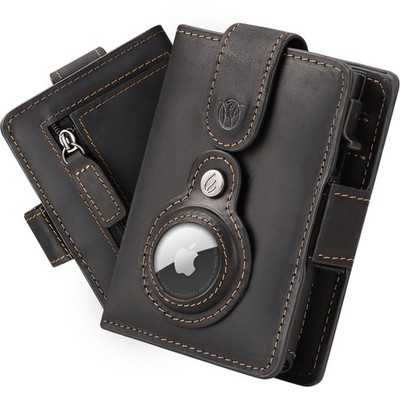 WillFire MagFlap AirTag Wallet [Black] Leder Kartenetui Schein-& Münzfach B-WARE