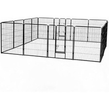 24" Heavy Duty Metal Dog Cat Exercise Fence Playpen Kennel 16 Panel Safe for Pet
