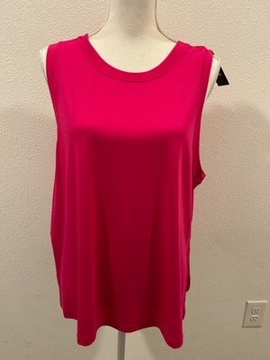 ID Ideology Womens Flowy Side-Slit Knit Tank Top Scoop Neck Pink Choose Your Sz
