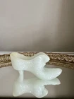Vintage Fenton White Milk Glass Daisy & Buttons Cat Head Slipper shoe