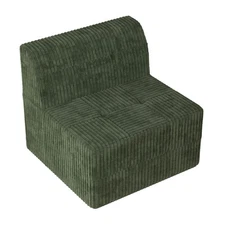 Modern 1-Seat Corduroy Sleeper Sofa w/ Foam, Space-Efficient Green