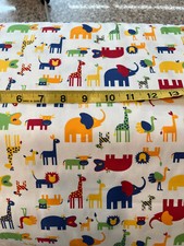 Zoo Animals Cotton Fabric BTHY Quilting Sewing Lion Giraffe Children 60 in wide