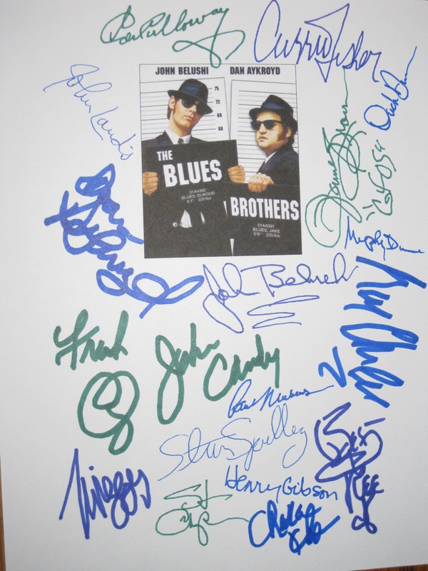 The Blues Brothers Signed Script X18 John Belushi Aykroyd Landis Candy reprint