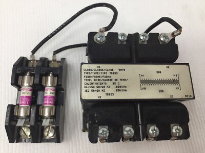 Square D 9070 T50D3 Control Transformer w/ 2 Fuse Block & 2 CCMR 5A Fuses