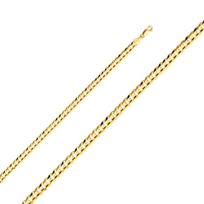 14K Solid Gold 5.9 mm Cuban Link Yellow Gold Chain Necklace 8''- 26''