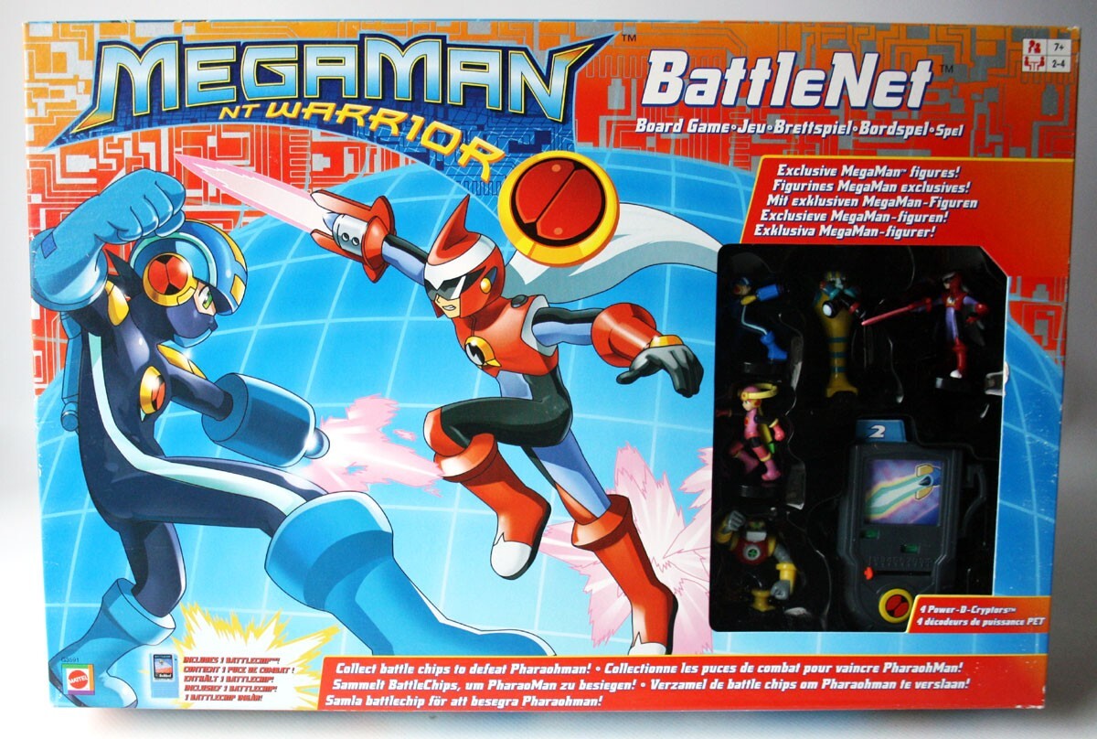 RARE 2004 MEGAMAN NT WARRIOR BATTLE NET BOARD GAME +1 CHIP MATTEL